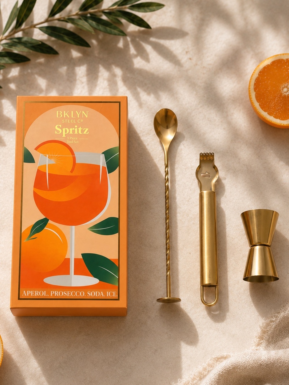 BKLYN Steel Co. Spritz 3-Piece Cocktail Tool Gift Set – Gold